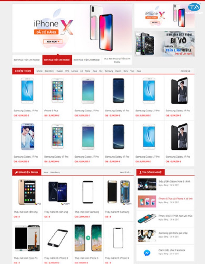Dịch vụ thiết kế website bán điện thoại tại Thuận An