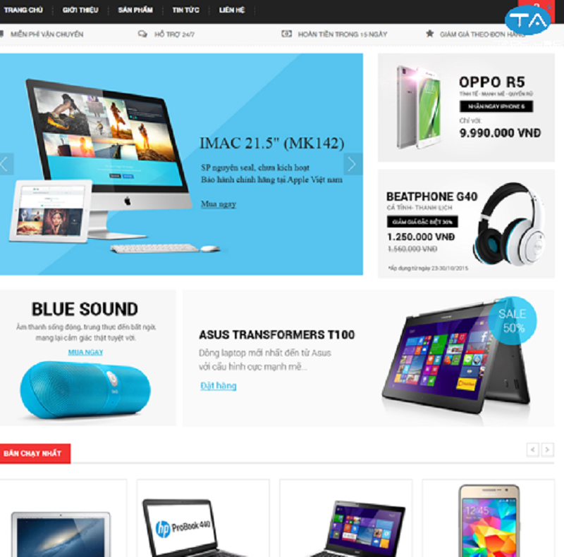 Dịch vụ thiết kế website bán laptop, máy tính chuyên nghiệp của Thuận An