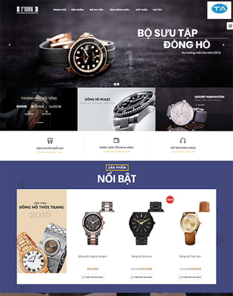 thiết kế website bán đồng hồ chuyên nghiệp