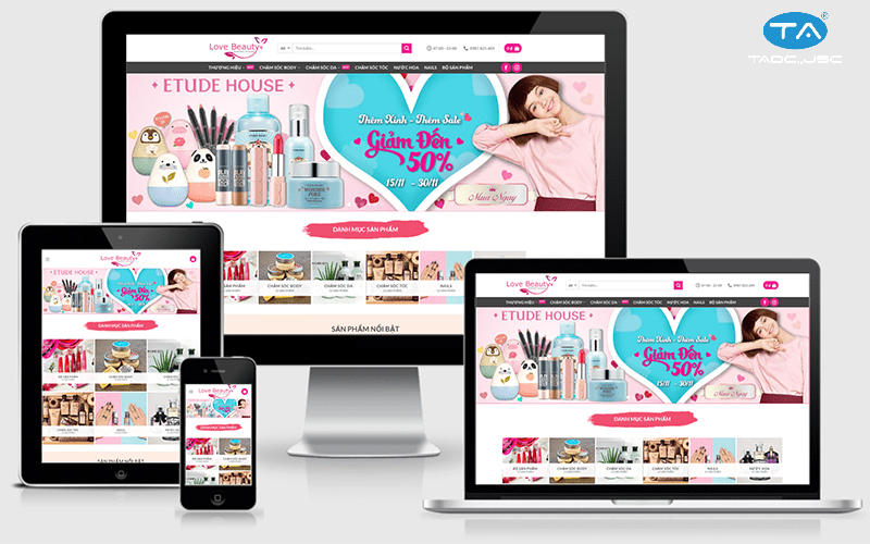 Dịch vụ thiết kế web bán mỹ phẩm của Thuận An