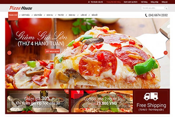 Mẫu website bán hàng ẩm thực