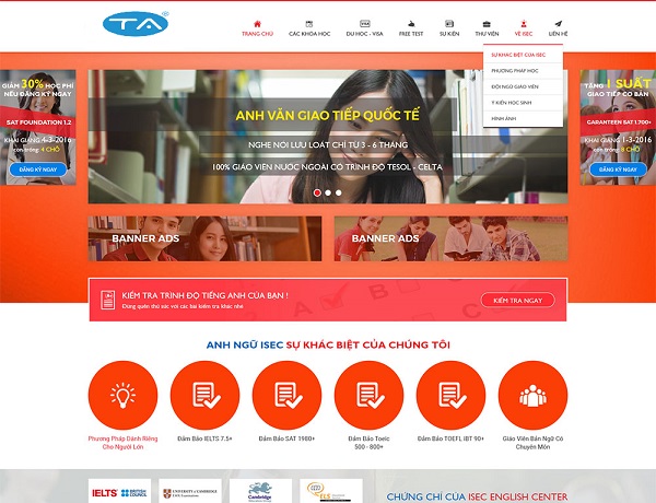 Dịch vụ thiết kế website học tiếng Anh của Thuận An